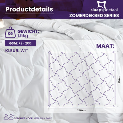eazydekbed® Sommer-Bettdecke - Weiß - Ohne Bezug & Waschbar