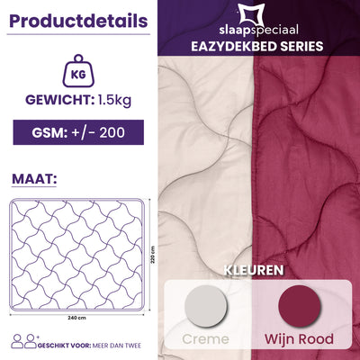 eazydekbed® - Zomerdekbed - Rood/Crème