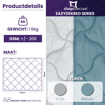 eazydekbed® Sommer-Bettdecke – Blau/Grau – ohne Bezug und waschbar