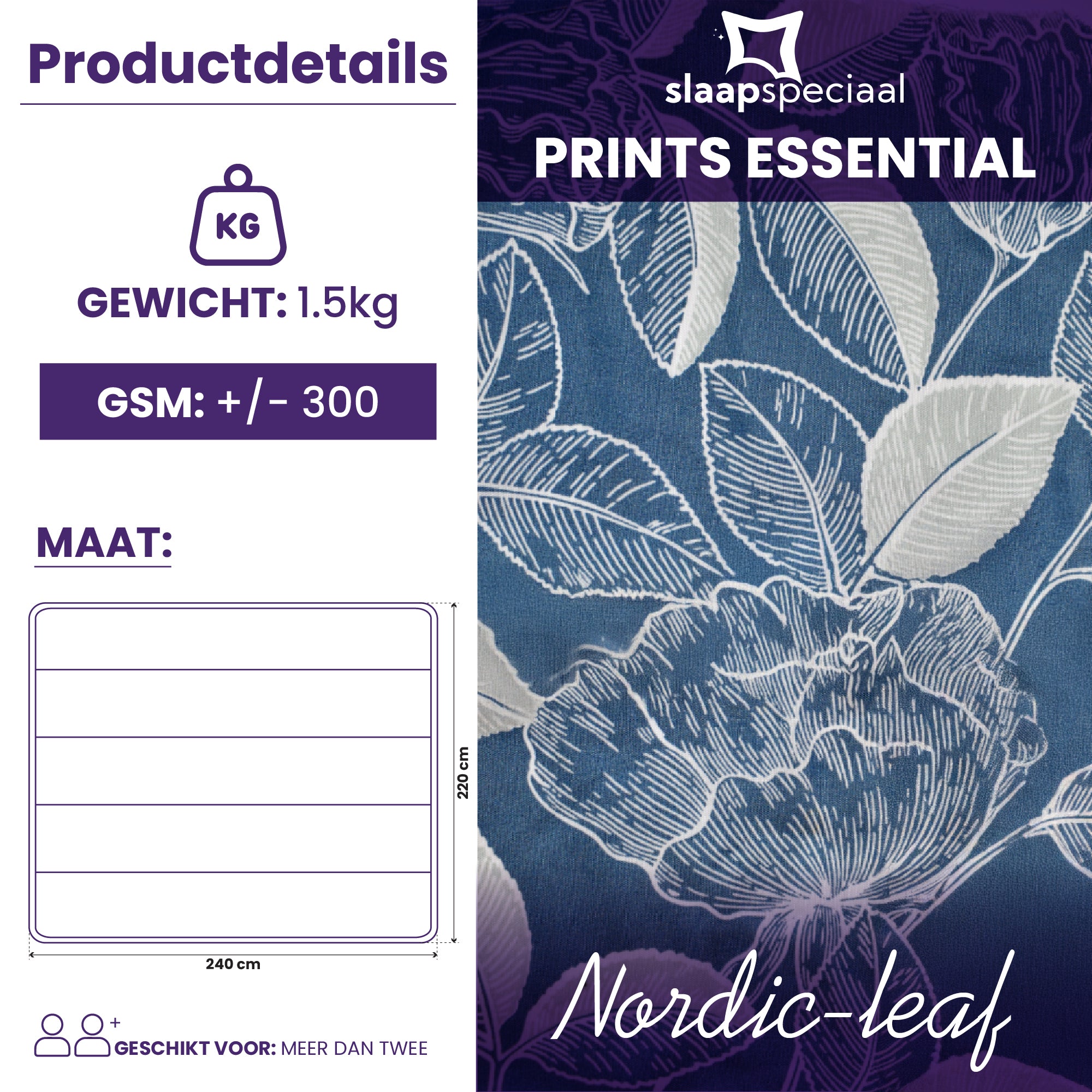 eazydekbed® – Nordic Leaf - Hoesloos & Wasbaar – Voor het hele jaar