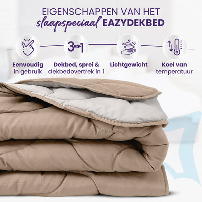 eazydekbed® Sommer-Bettdecke – Taupe/Creme – ohne Bezug und waschbar