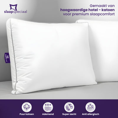 Hoofdkussen - Set van 2 - 50x60x10 cm - Navulbaar