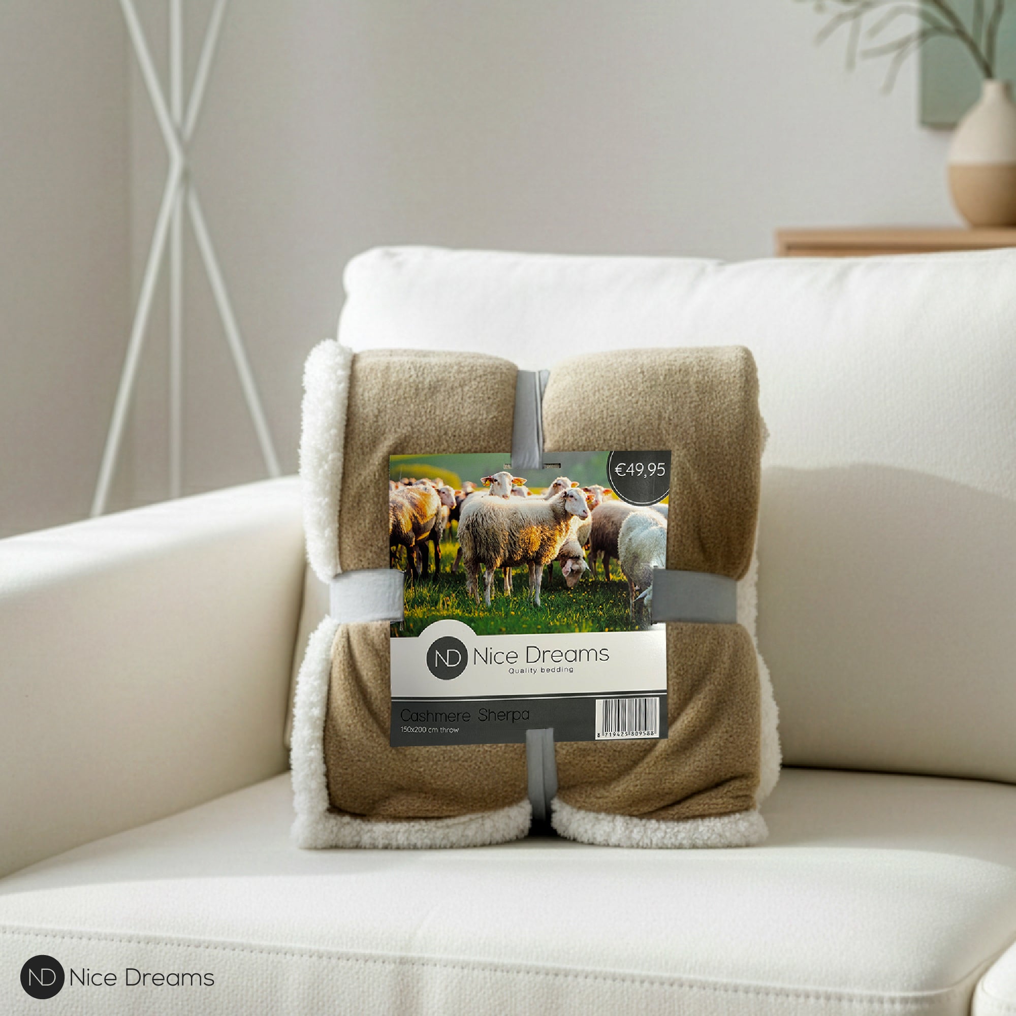 Sherpa Fleece Plaid - Velvet & Sherpa Deken - Extra Zacht, Warm & Luxe - 150x200 cm - Taupe