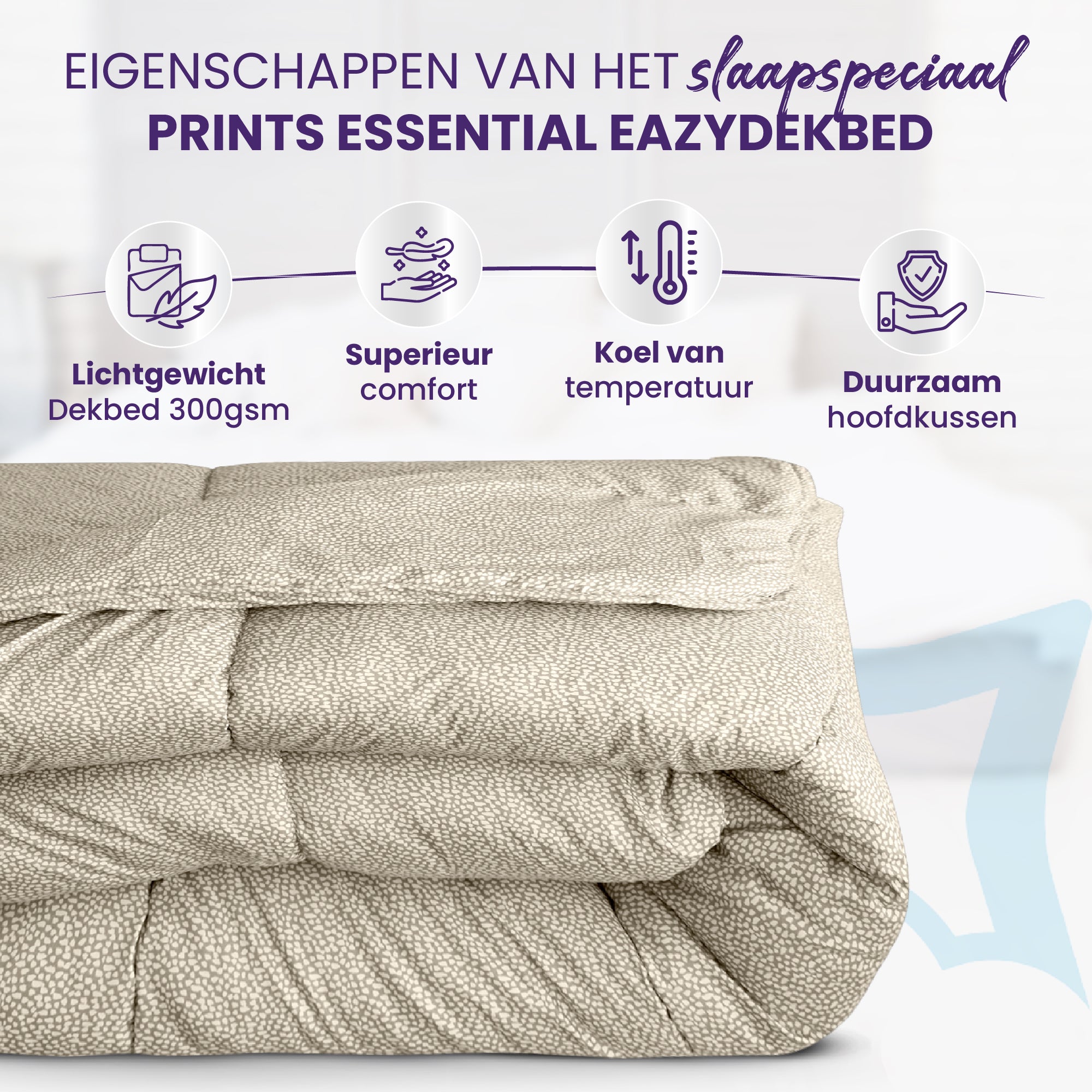 eazydekbed® – Seli Soft - Hoesloos & Wasbaar – Voor het hele jaar