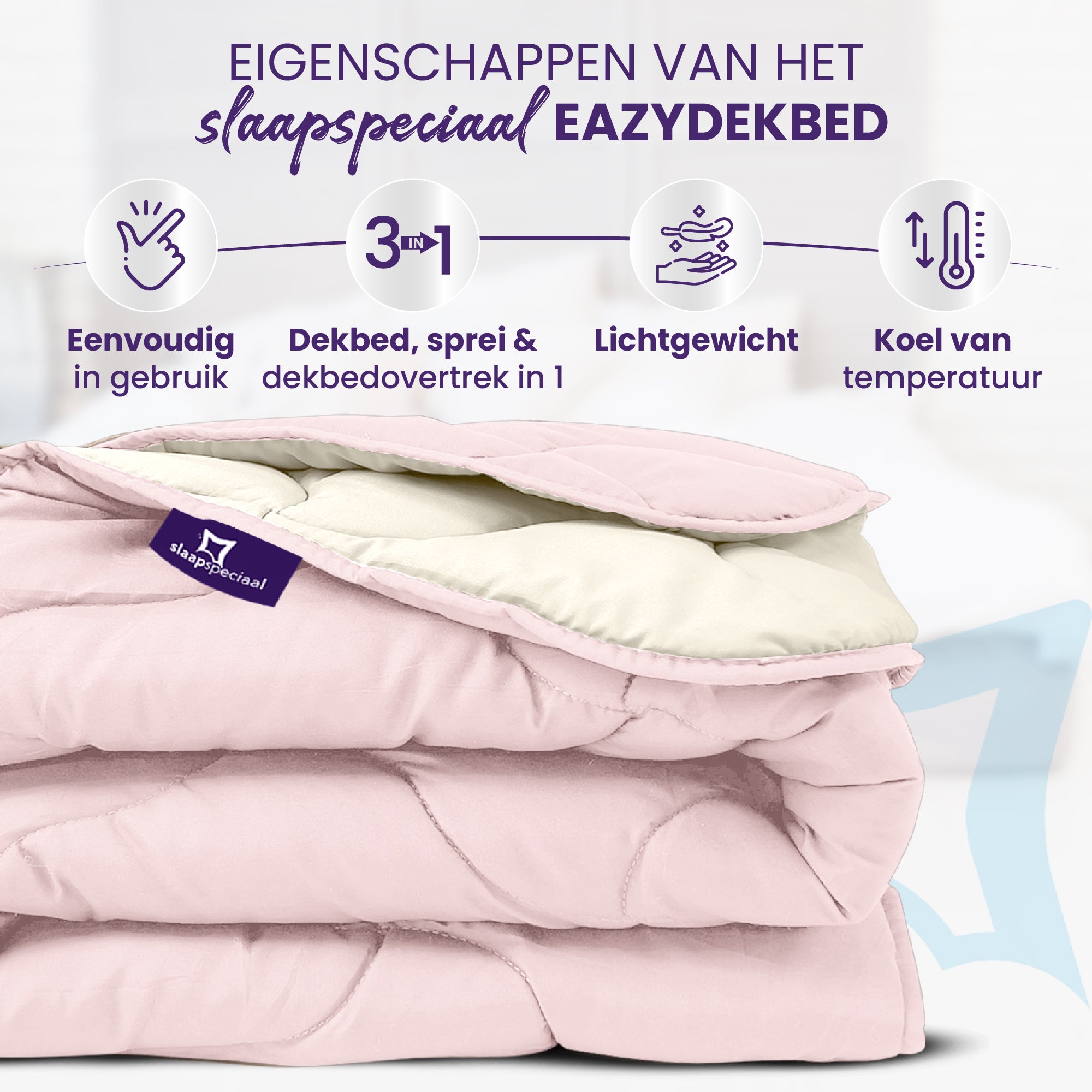 eazydekbed® - Zomerdekbed - Roze/Crème