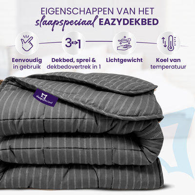 eazydekbed® - Zomerdekbed - Antraciet Stripe
