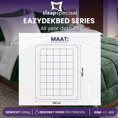 eazydekbed® - All-year - Groen/Grijs + Kussenslopen