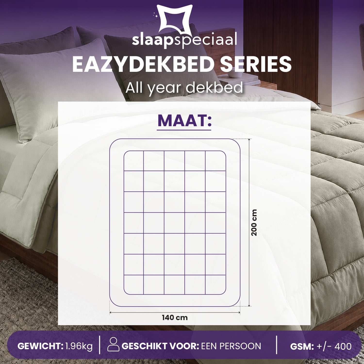 eazydekbed® - All-year  - Ivoor/Taupe + Kussenslopen