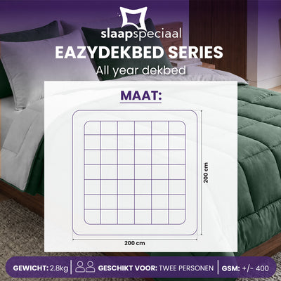 eazydekbed® - All-year - Groen/Grijs + Kussenslopen