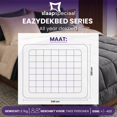 eazydekbed® – Anthrazit/Creme – Ohne Bezug & Waschbar – Für das ganze Jahr