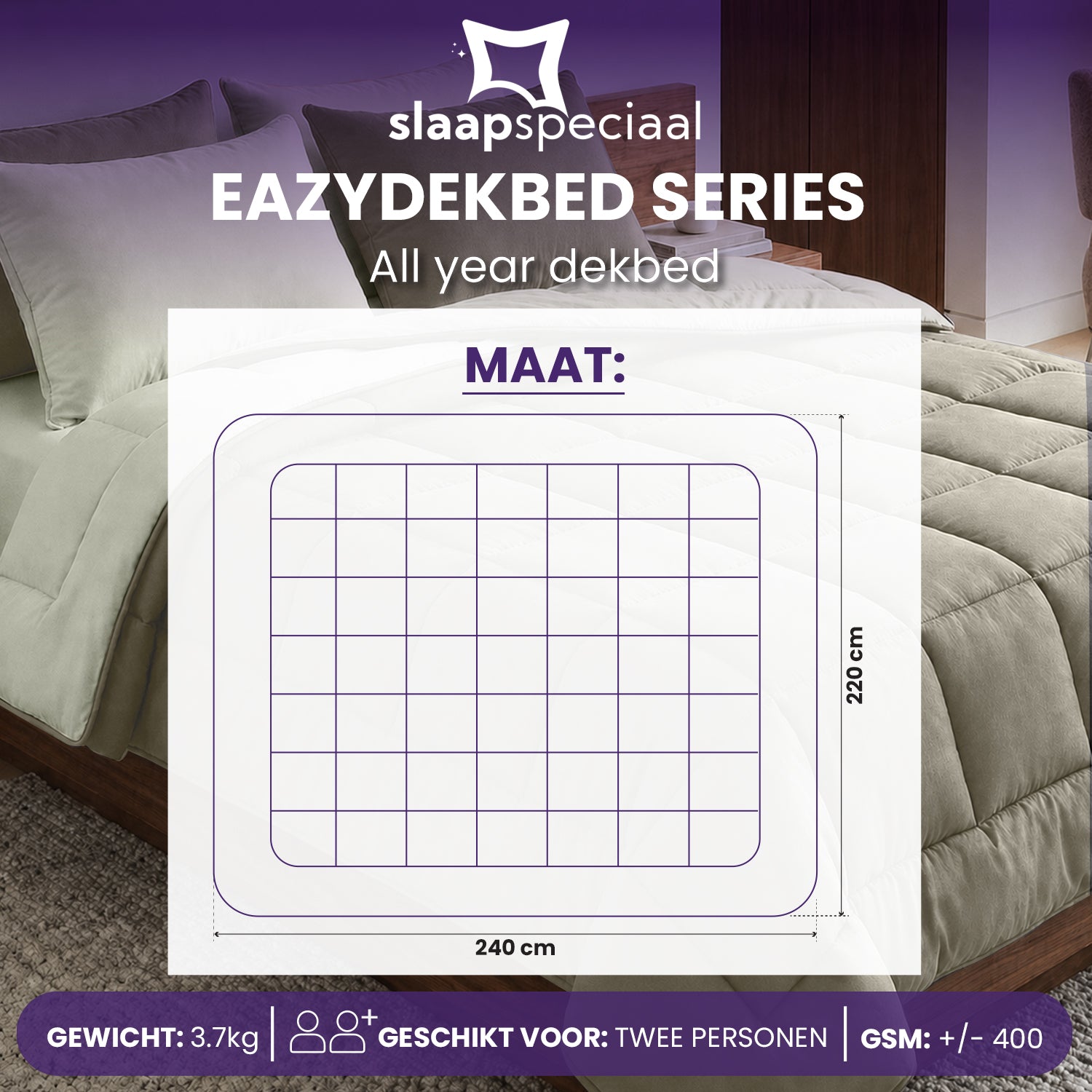 eazydekbed® - All-year  - Ivoor/Taupe + Kussenslopen