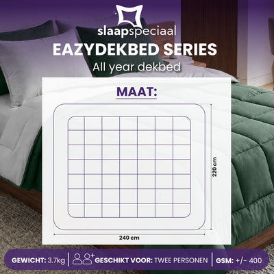 eazydekbed® - All-year - Groen/Grijs + Kussenslopen
