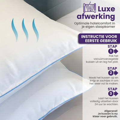 Hoofdkussen - Set van 2 - 60x70 cm - Navulbaar