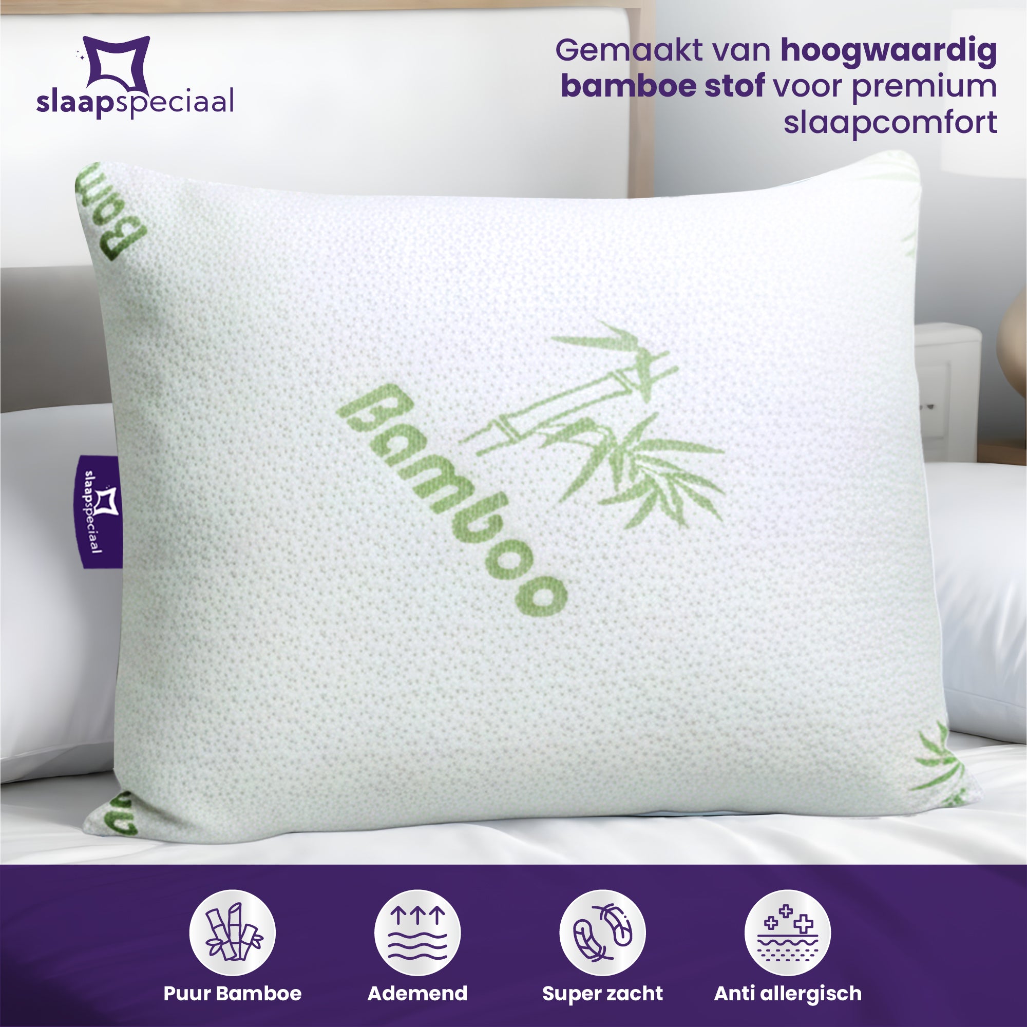 Slaapspeciaal Bamboe Hoofdkussen - 50x70 cm - Navulbaar