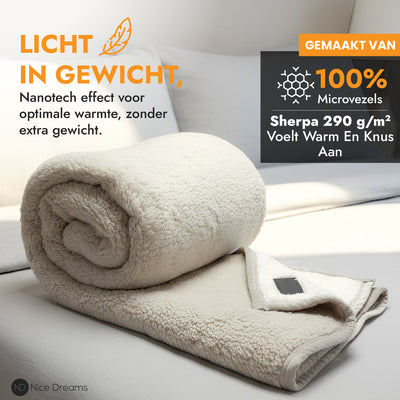 Sherpa-Karo – Extra dicke Sherpa-Decke – Besonders weich, warm und luxuriös – 150 x 200 cm – Taupe