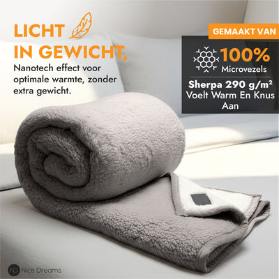 Sherpa-Karo-Decke – Extra dicke Sherpa-Decke – Besonders weich, warm und luxuriös – 150 x 200 cm – Grau