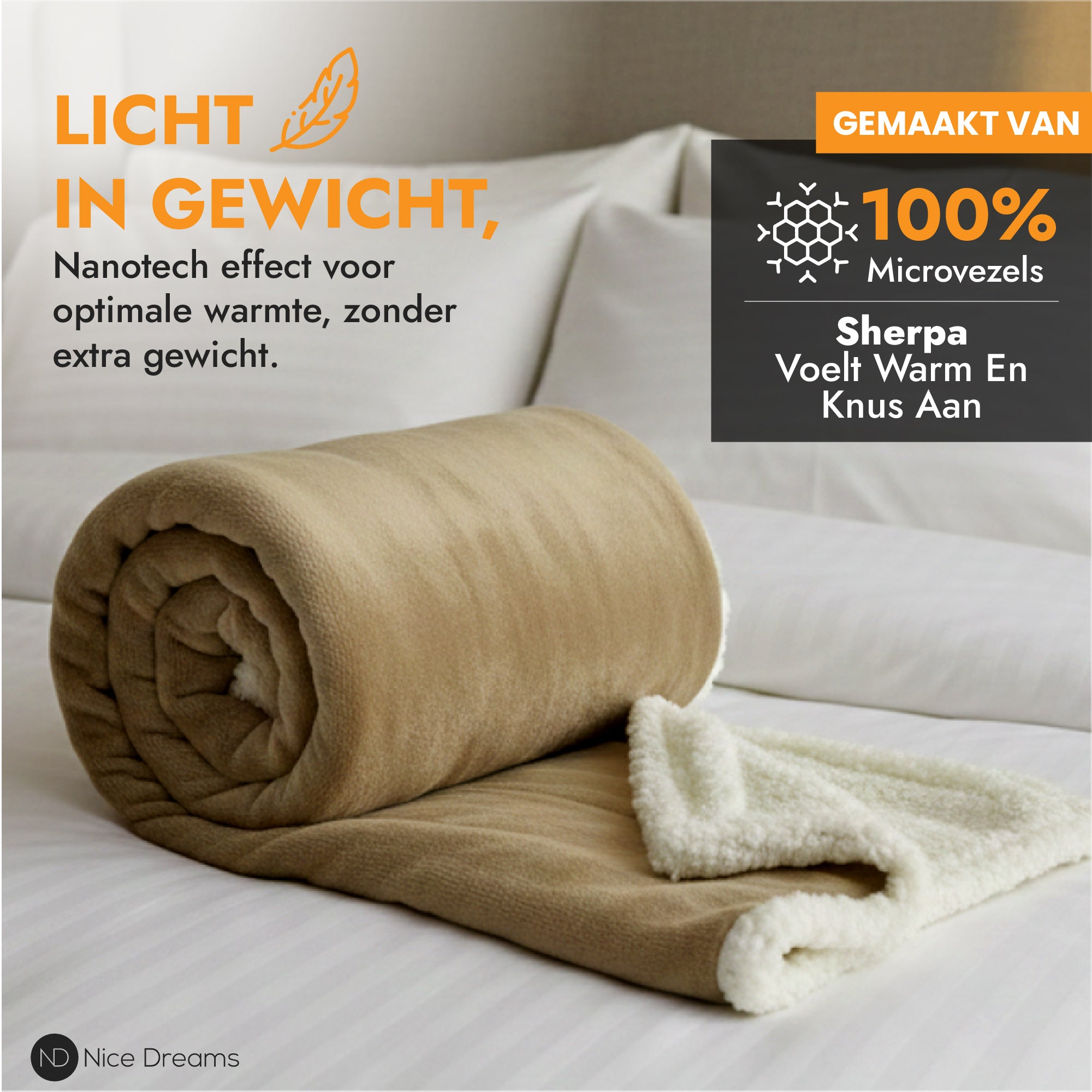 Sherpa Fleece Plaid - Velvet & Sherpa Deken - Extra Zacht, Warm & Luxe - 150x200 cm - Taupe