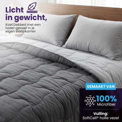 eazydekbed® - Zomerdekbed - Antraciet/Grijs + Gratis Kussenslopen