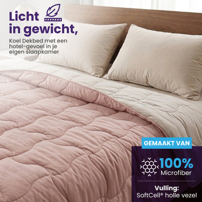 eazydekbed® - Zomerdekbed - Roze/Crème + Gratis Kussenslopen