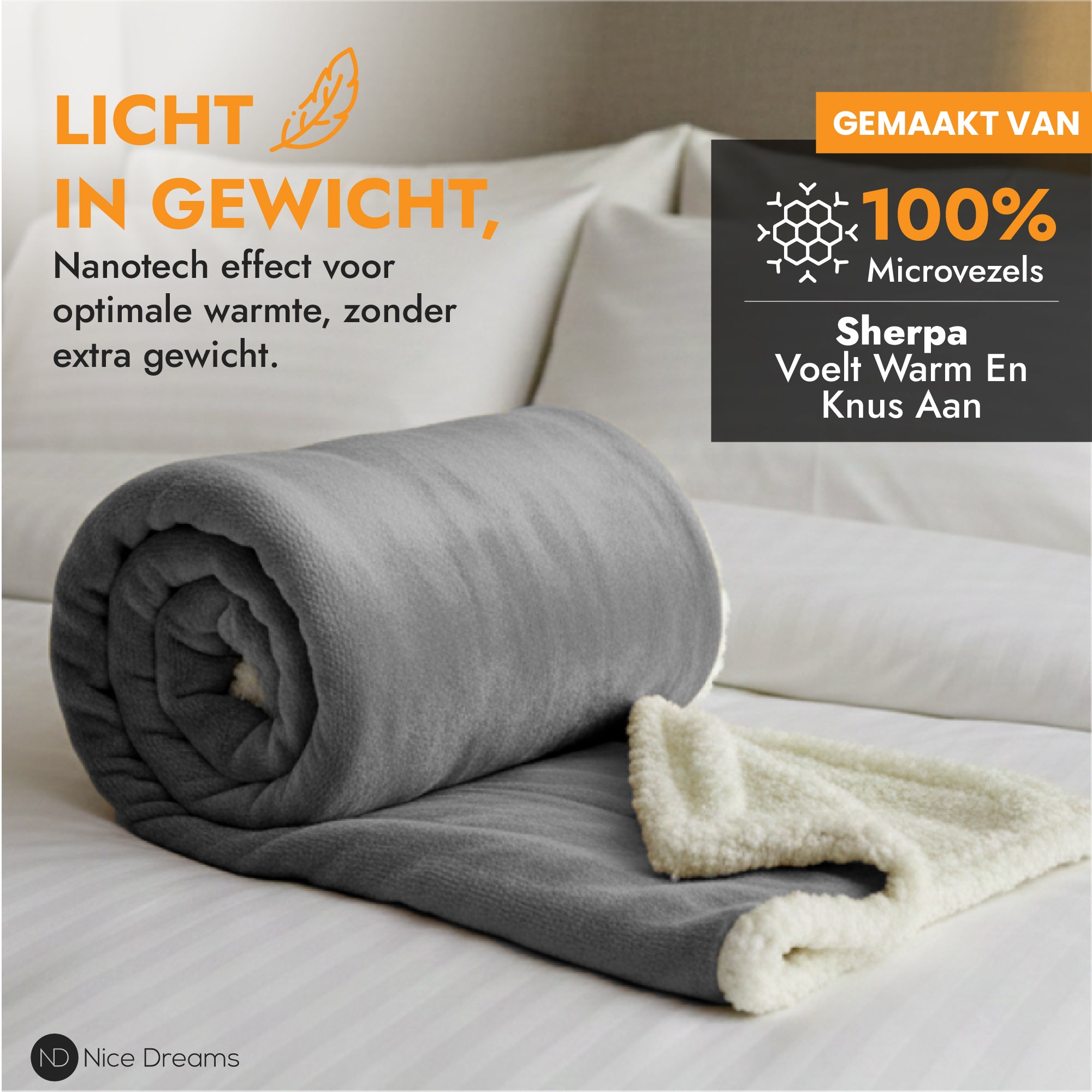 Sherpa Fleece Plaid - Velvet & Sherpa Deken - Extra Zacht, Warm & Luxe - 150x200 cm - Grijs