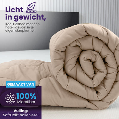 eazydekbed® Sommer-Bettdecke – Taupe/Creme – ohne Bezug und waschbar