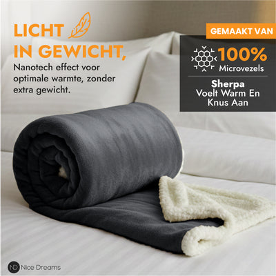 Sherpa Plaid - Extra Dikke Deken - Antraciet