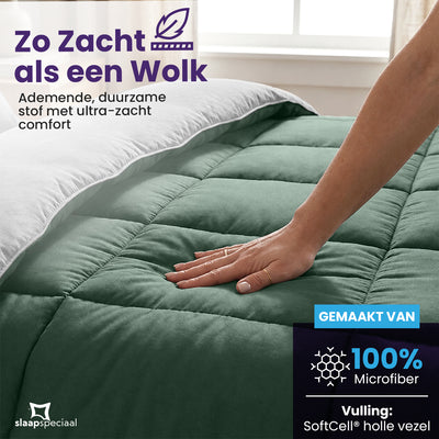 eazydekbed® - All-year - Groen/Grijs + Kussenslopen