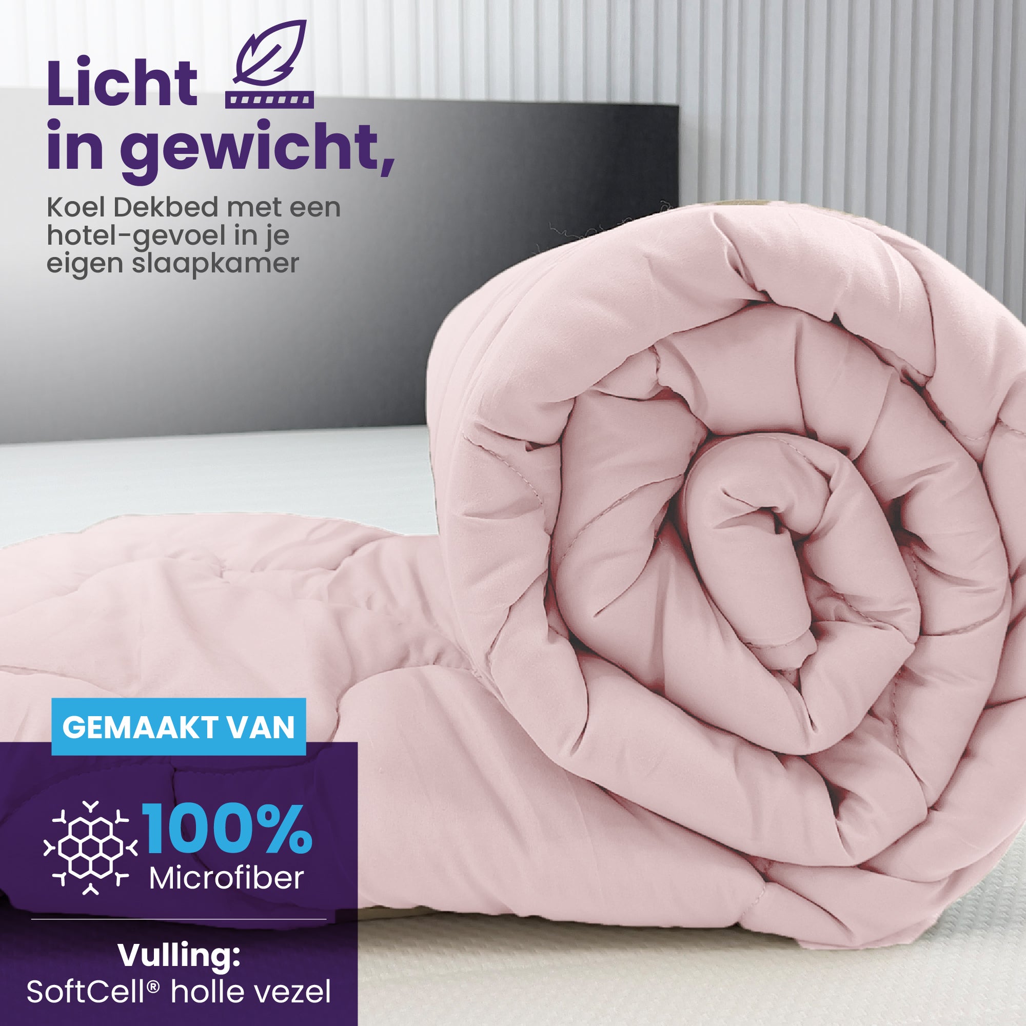 eazydekbed® - Zomerdekbed - Roze/Crème