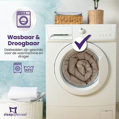 Slaapspeciaal Eazydekbed ® Series - Zomerdekbed - Dekbed zonder overtrek - Hoesloos dekbed  - Taupe/Creme