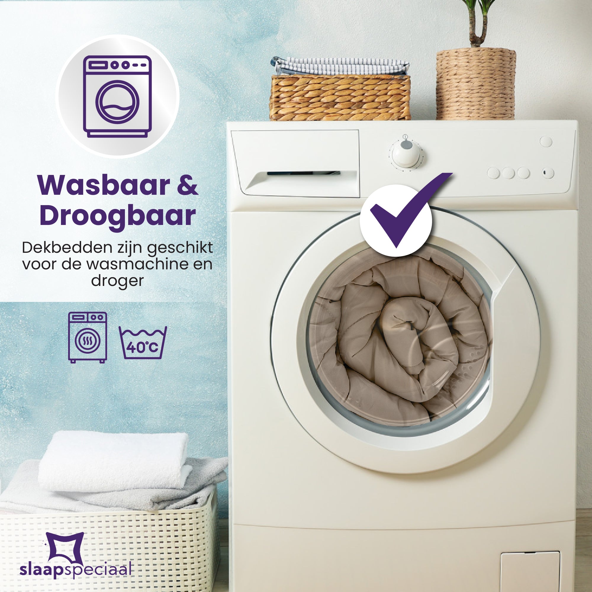 eazydekbed® - Zomerdekbed - Bruin/Creme + Gratis Kussenslopen