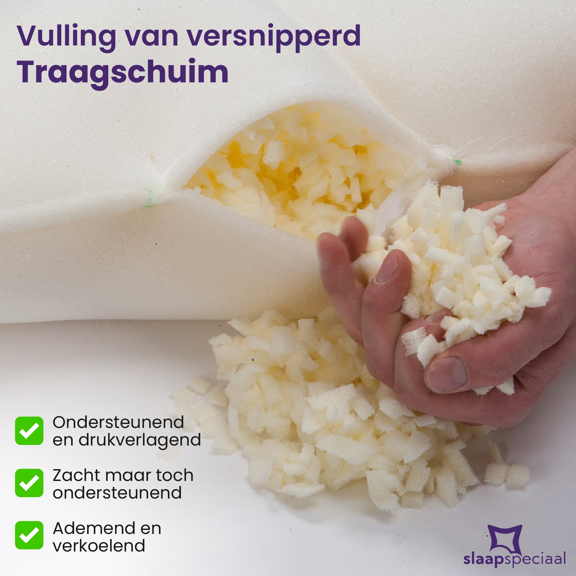 Slaapspeciaal Lichaamskussen - 40x145 cm - Navulbaar - Ergonomisch - Traagschuim