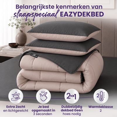 eazydekbed® – Anthrazit/Creme – Ohne Bezug & Waschbar – Für das ganze Jahr