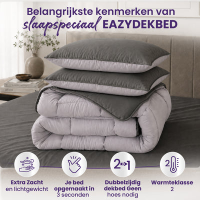 eazydekbed® - All-year - Grijs/Antraciet + Kussenslopen