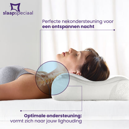 Slaapspeciaal Aloe Vera Hoofdkussen - 60x40x14/12 cm - Nekkussen - Traagschuim