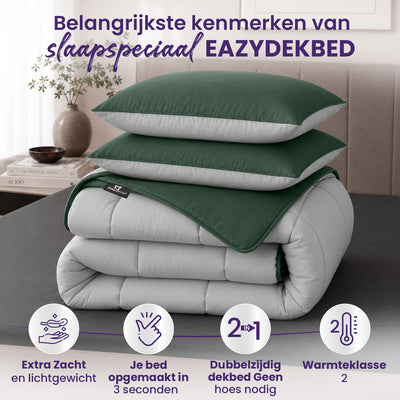 eazydekbed® - All-year - Groen/Grijs + Kussenslopen
