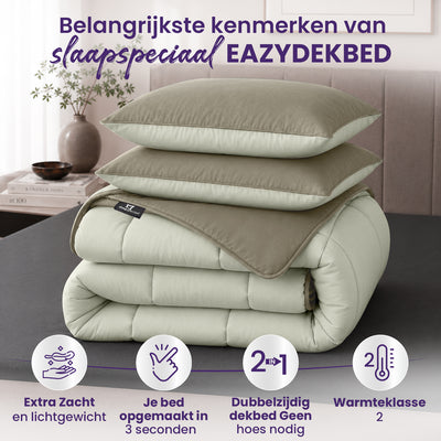 eazydekbed® - All-year  - Ivoor/Taupe + Kussenslopen