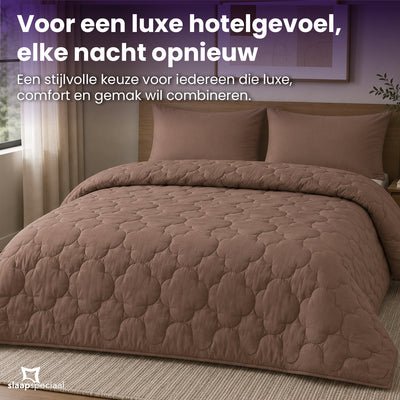 eazydekbed® - All-year - Prestige Bruin + Kussenslopen - 100% Katoen