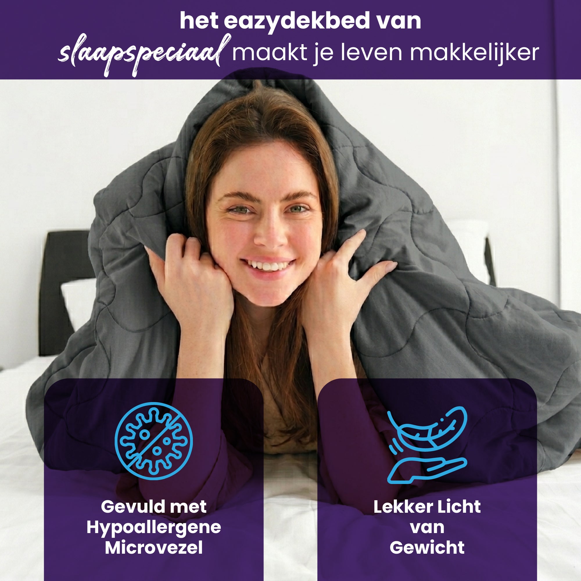 eazydekbed® - Zomerdekbed - Antraciet/Grijs + Gratis Kussenslopen