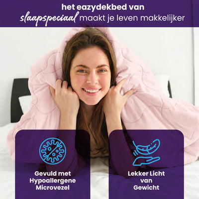 eazydekbed® - Zomerdekbed - Roze/Crème + Gratis Kussenslopen