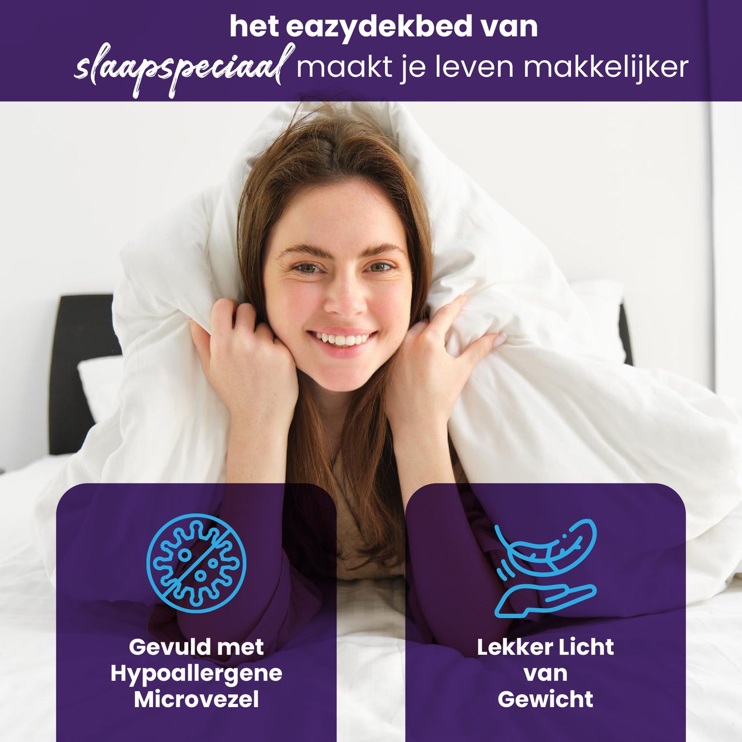 Slaapspeciaal Eazydekbed ® Series - Zomerdekbed - Dekbed zonder overtrek - Hoesloos dekbed  - Taupe/Creme