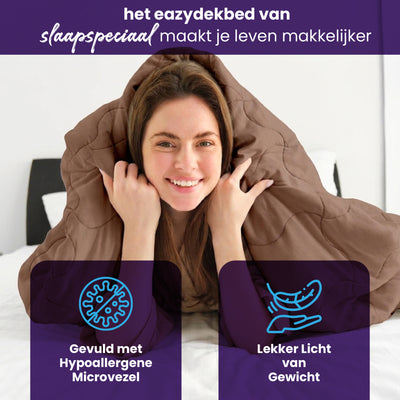 eazydekbed® - Zomerdekbed - Bruin/Creme + Gratis Kussenslopen