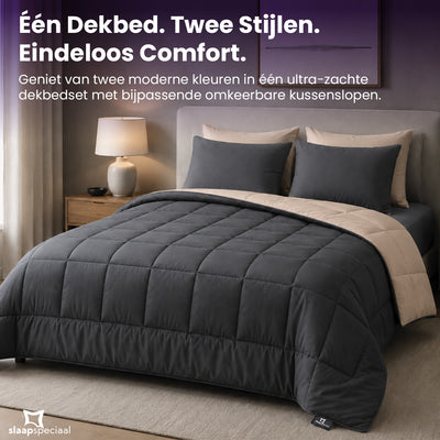 eazydekbed® – Anthrazit/Creme – Ohne Bezug & Waschbar – Für das ganze Jahr