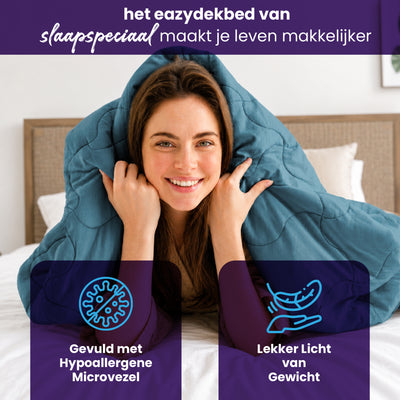 eazydekbed® - Zomerdekbed - Blauw/Grijs + Gratis Kussenslopen