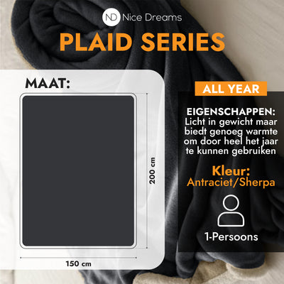 Sherpa Plaid - Extra Dikke Deken - Antraciet
