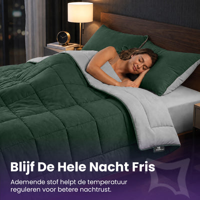 eazydekbed® - All-year - Groen/Grijs + Kussenslopen
