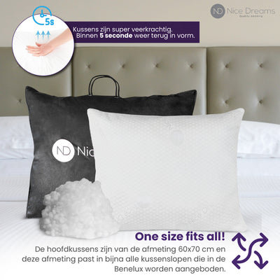 Hoofdkussen - Set van 2 - 60x70 cm - Navulbaar - Soft Touch