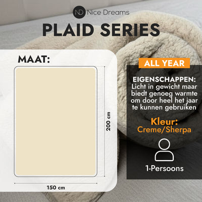 Sherpa-Karo – Extra dicke Sherpa-Decke – Besonders weich, warm und luxuriös – 150 x 200 cm – Taupe