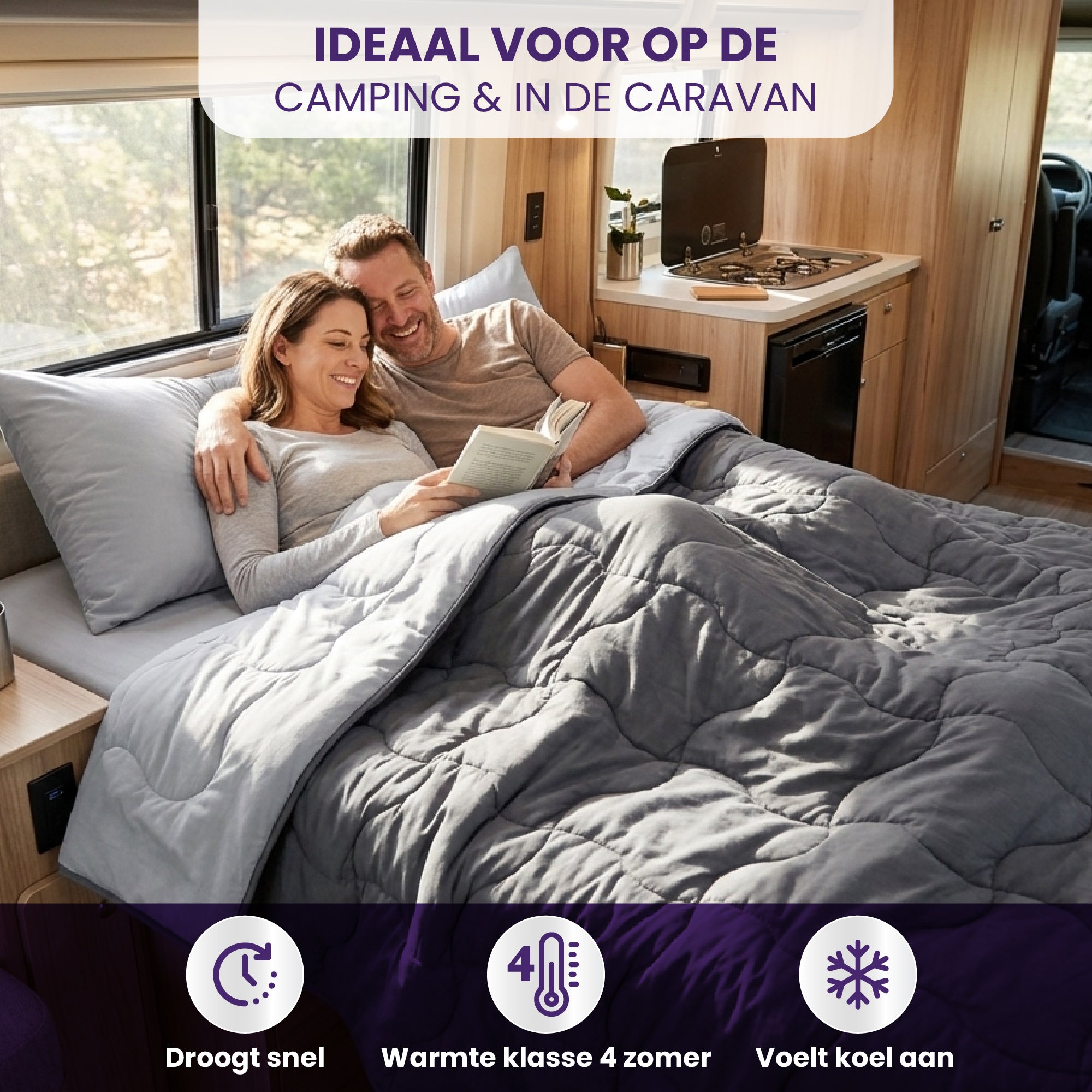 eazydekbed® - Zomerdekbed - Antraciet/Grijs + Gratis Kussenslopen