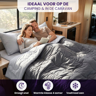 eazydekbed® - Zomerdekbed - Antraciet/Grijs + Gratis Kussenslopen