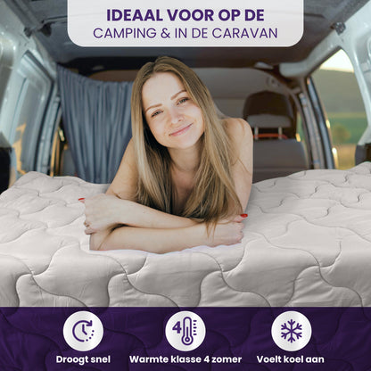 Slaapspeciaal Eazydekbed ® Series - Zomerdekbed - Dekbed zonder overtrek - Hoesloos dekbed  - Taupe/Creme